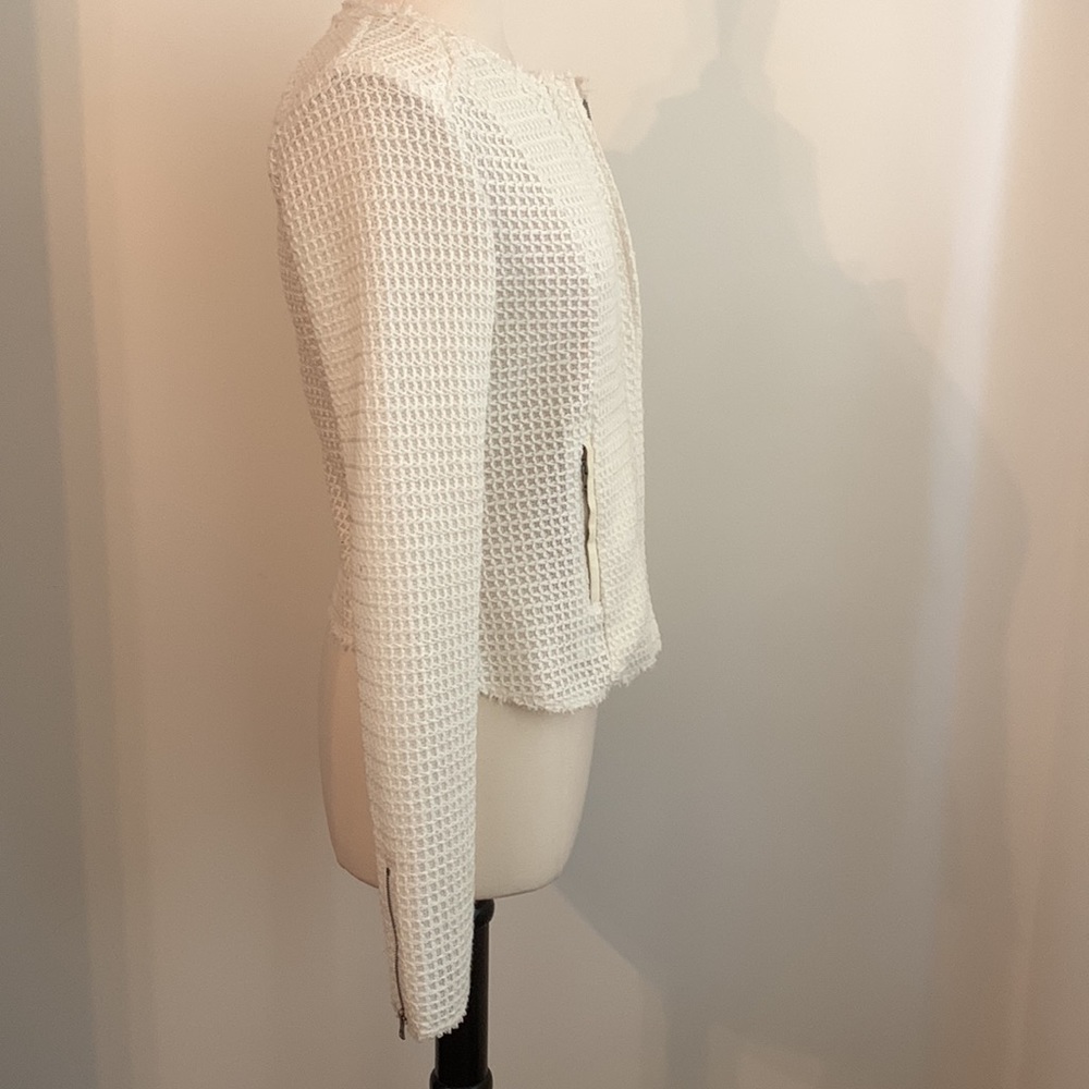 🍦Paige Cream Jacket Cardigan w/ Leather Accents M - Picture 6 of 16